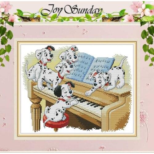 Dalmatians Playing The Piano Animals Counted 11CT 14CT Cross Stitch Sets DIY Chinese Cross-stitch Kits Embroidery Needlework