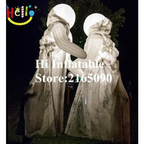 4 m high parade Carnival decoration white inflatable TOTEMS puppet costume