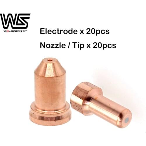 40pcs PTM80 PTM-80 IPT-80 IPT-80 PT80 Plasma 52558 Electrode Tip/Nozzle 1.1mm/1.2mm/1.3mm for Cutter Torch