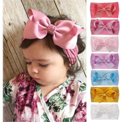 New Toddler Baby Girl Kid Baby Big Bow Hairband Headband Stretch Turban Head Wrap Baby Girls 0-3T