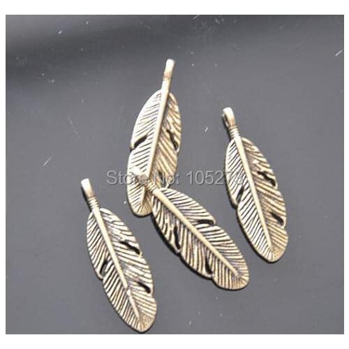 20PCS Antique Bronze Feather Charm Pendants - 9x30mm ,New Arriver DIY Accessory Jewelry Making
