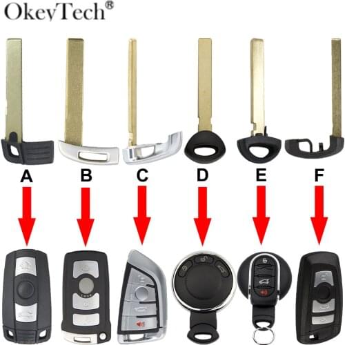 Okeytech Insert Emergency Blade For BMW 1 3 5 7 Series F FEM CAS4 X5 X6 Mini Smart Remote Key Shell Case Uncut Blade Replacement