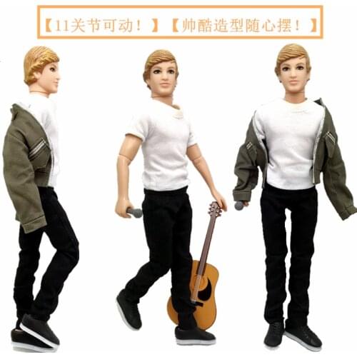 Original doll + Clothes set + Guitar / Cody Simpson Model 11 joint moveable Ken doll / boy doll toys