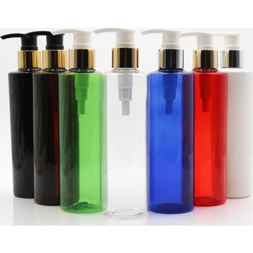 250ML X 24 Silver/Gold Collar Lotion Pump Plastic PET Bottle For Cosmetics Packaging,Empty Shampoo Lotion Container