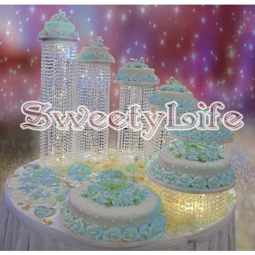 Diameter 9.8" Party Crystal transparent acrylic cake holder 6pcs/set Birthday Cake Stand Party decoration