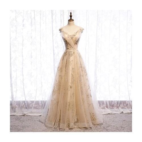 Luxury champagne glitter vintage long dress medieval Renaissance Victoria dress gown