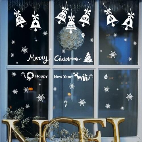 Merry Christmas Bells Vinyl Wall Stickers Glass window Home Decor Decals Wallpaper festival New year home decorations stickers