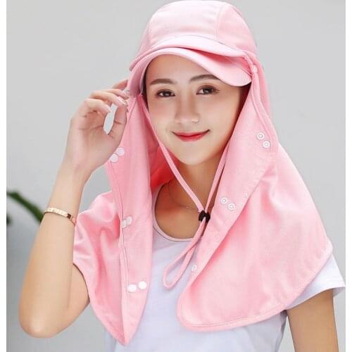 2020 New Fashion Summer Multifunction Sun Hats for Women UV Protection Face Neck Sun Cap Shawl Set Mesh Breathable Cap