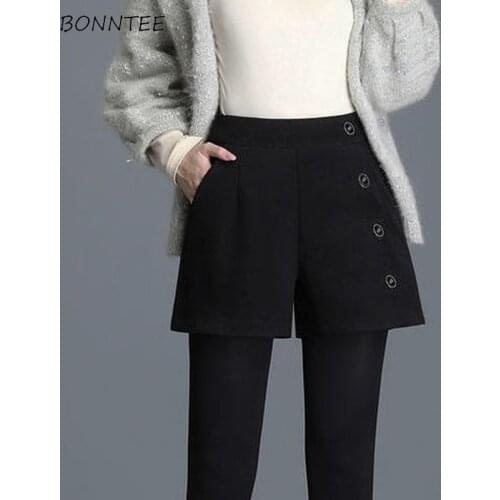 Shorts Women Popular Button Simple Elegant Female Oversize Korean Style All Match Leisure Solid Loose Fashion High Waist Autumn