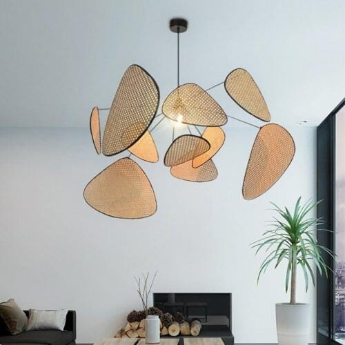 Modern Chinese living room bedroom dining room tea room bar counter creative personality pastoral rattan Pendant Lights LX102901