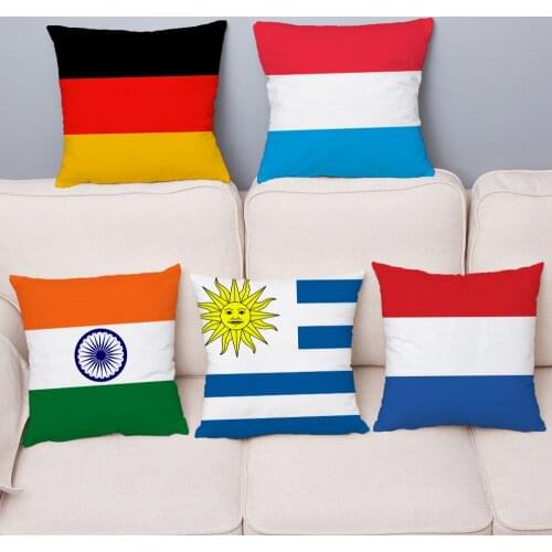 Super Soft Short Plush Cushion Cover Flag Pattern Print Pillow Covers 45*45 Throw Pillow Case Sofa Home Decor Square Pillowcase