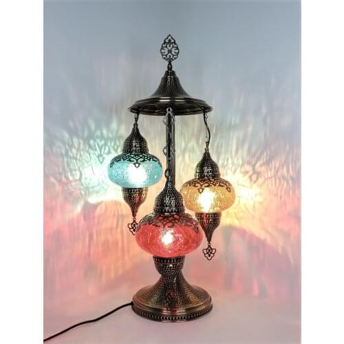 Turkish table lamp,Big 3 globe cracked pattern bedside lamp