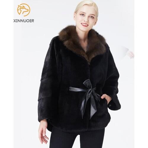 Natural Mink Coat Ladies Winter Warm Fashion Jacket Luxury Charming Authentic Casual Business Suit Collar Jacket
