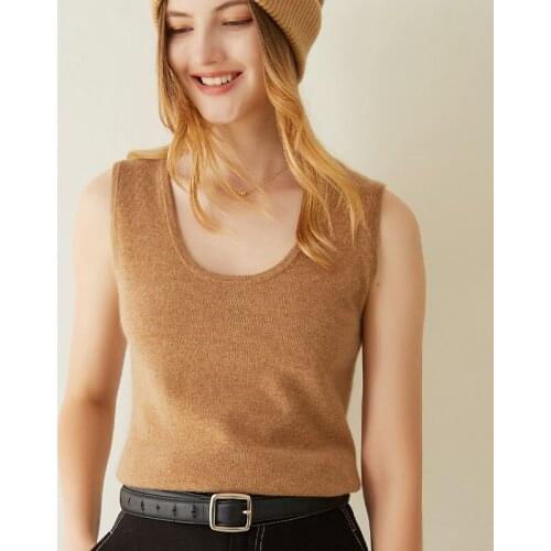 LONGMING Women Sweater Vest 100% Cashmere Autumn Knitted Vest O-Neck Sexy Soft Warm Wool Vest Sleeveless Solid Knit Top Pullover