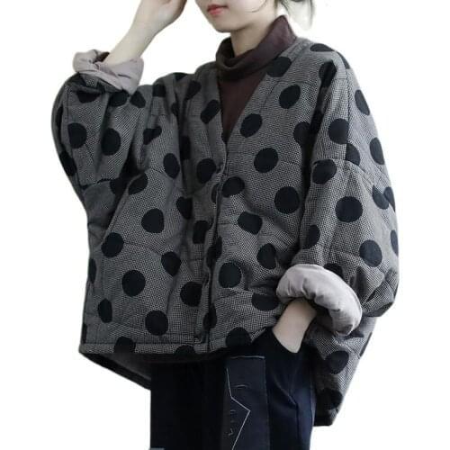 Plus Size Womens Cotton Coat Parker Clothing V-Neck Long Sleeves Autumn Winter Quilted Warm Outerwear Casual Grey Women Jackets