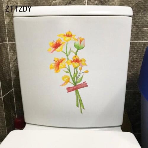 ZTTZDY 12.4*25CM Fresh Bouquet Fashion Toilet Sticker WC Decor Home Rooms Wall Decals T2-0307
