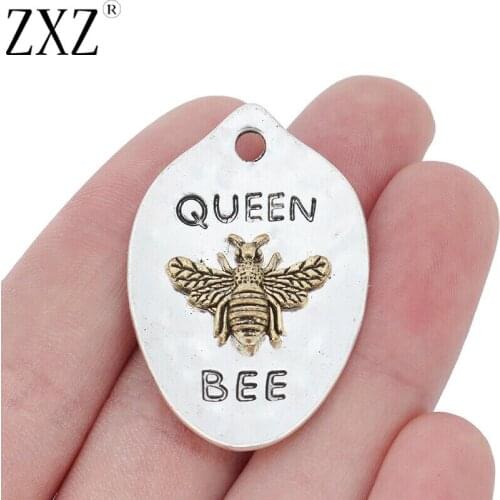 ZXZ 5pcs Large Queen Bee Charms Pendants for Necklace Jewellery Making 43x29mm