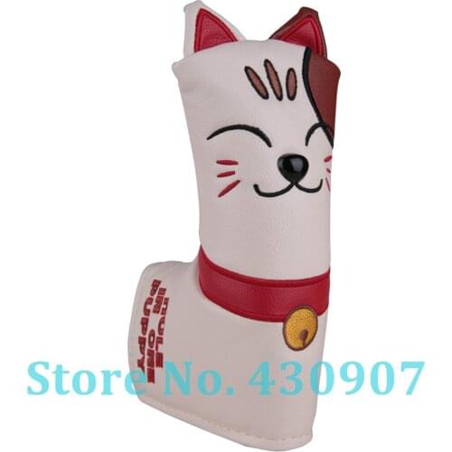 1pc PU Leather with Puppy Kitty Cat Embroidery Golf Blade Putter Head Cover with Magnet Closure