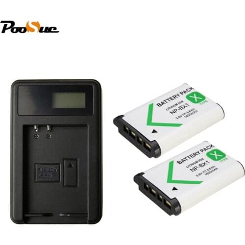 2* NP BX1 battery NP-BX1 For SONY Camera +LCD bateria charger for sony DSC-RX100 DSC-WX500 HX300 WX300 HDR-AS20 MV1 CX240E AS30V