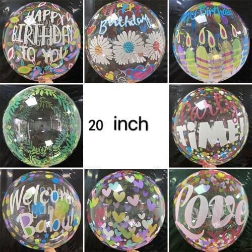 2pcs 20inch Transparent Bobo Clear Balloon Palm Leaf Love printing Helium Balloons Wedding Birthday Baby Shower party Decoration