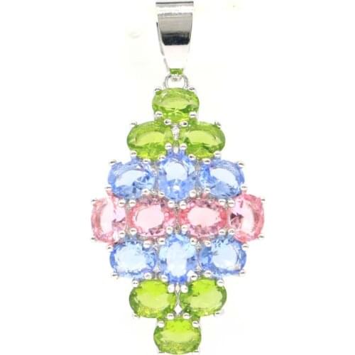 32x14mm Multi Color Created Delicate Fine Cut Garnet Tanzanite Peridot For Women Party Silver Pendant Wholesale Drop Shipping