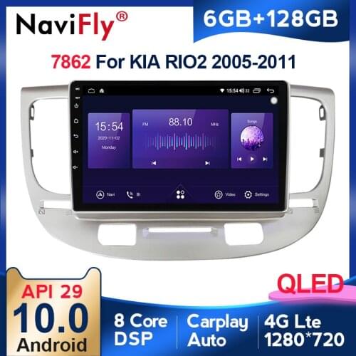 7862 Android 10 6+128GB car Auto multimedia smart head unit For Kia RIO2 RIO 2 2005 2006-2011 with wireless carplay android auto