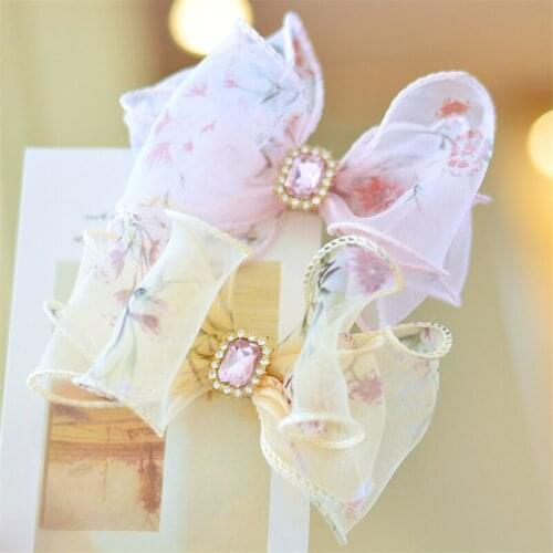 8pcs/Lot Cute Hair Bow Clip Barrettes For Kids Children Rhinestone Crystal Hairpins Girls Headwear Princess Hair Accessories