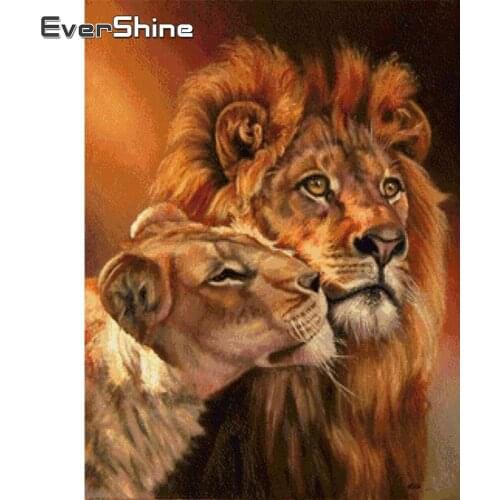 Evershine Diamond Embroidery Cross Stitch Kit Animals Lion Diamond Painting Crystal Full Drill Square Diamond Mosaic Child Gift