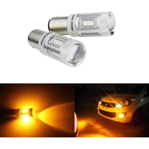 ANGRONG 2x 380 1157 BAY15D P21/5W Car LED Bulb 15 SMD 2835 LED Reverse Brake Stop Light Lamps Amber 12V