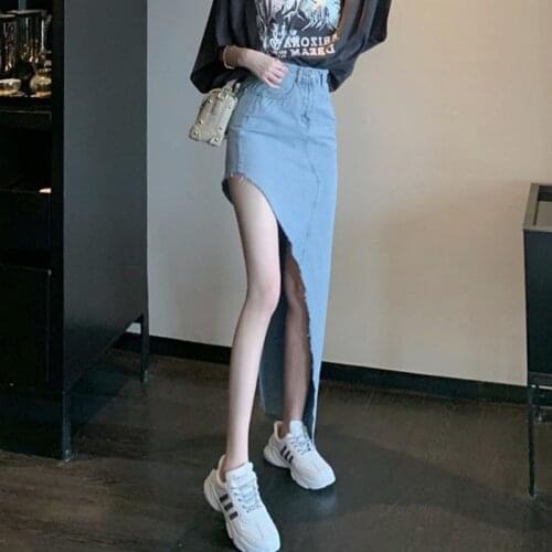 Irregular Personality Skirt Women Solid High Waist Slimming Skirt WomenS Korean Fashion Loose Skirts Woman Sexy Show Long Legs