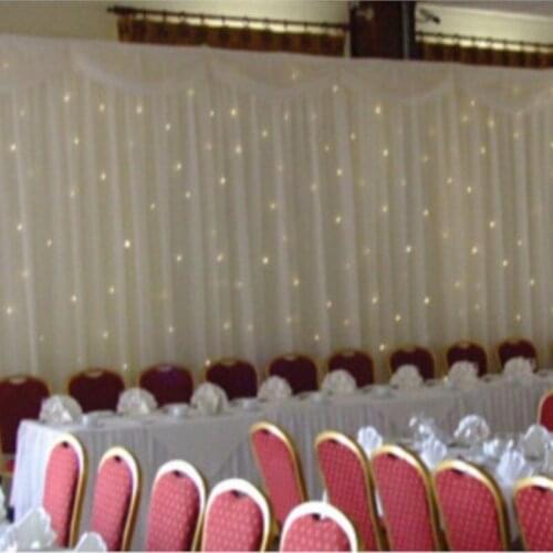 White 3x6m shiny Wedding Backdrop Wedding Curtain Backdrop Wedding Drape with LED light