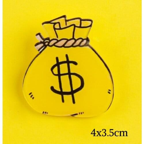 Cartoon US Dollar Purse Enamel Pin Metal Badge Anime Icons Brooch Backpack Clothes Lapel Alcohol Jewelry Gift for Wealthy People