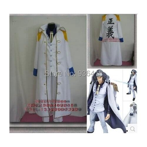 One Piece Admiral Akainu Sakazuki Cosplay Marine white Coat white Costume Akainu Cosplay for men/adults for party 11