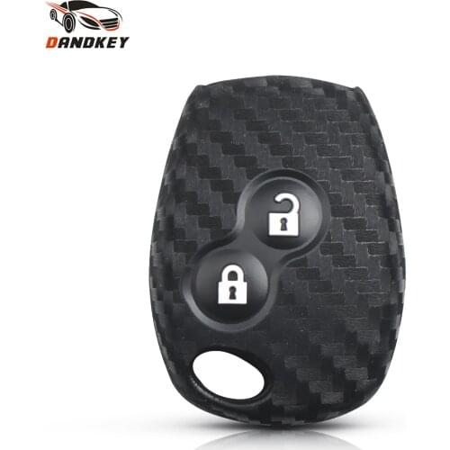 Dandkey For Renault Trafic Clio Kangoo Master Modus Twingo For Dacia Duster Logan Silicone Carbon Key Case Fob Cover 2 Buttons