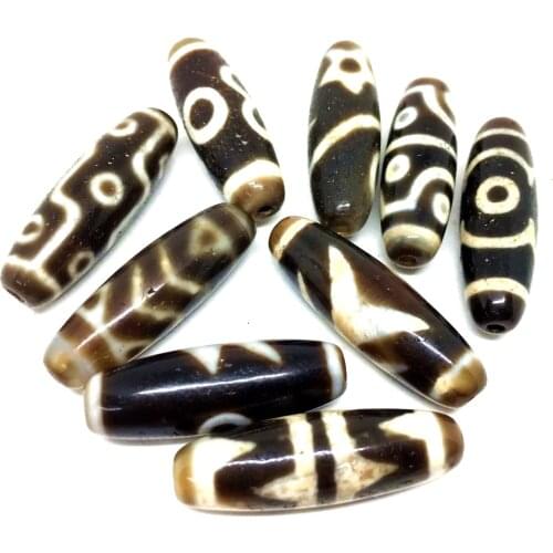 Black Old Natural Agate 12mm*38mm DIY Jewelry Beads Amulet Tibetan Dzi Beads for Bracelet DIY Jewelry Making