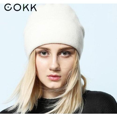 COKK Winter Beanies Wool Winter Hats For Women Men Stretchy Hats Solid Color Beanies Female Hats Bonnet Cap Chapeau Femme Gorro