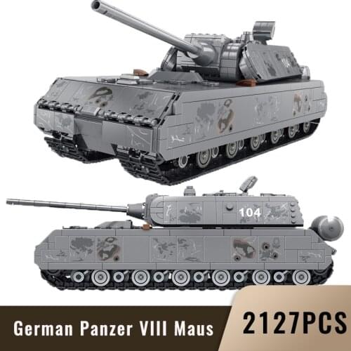 2127Pcs German World War II German Panzer VIII Maus With 5 Color Printing Soldier Figures Military Collection Building Block Toy
