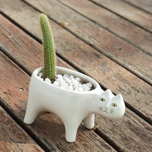 Ceramic Flower Vases Cat Plant Pots Decorative Animal Potted Cactus Living Room Office Coffee Desk Modern Nordic Home Decor