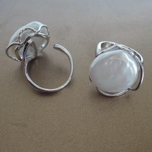 100% NATURE FRESHWATER PEARL RING, big coin shape baroque pearl ring .20 mm pearl