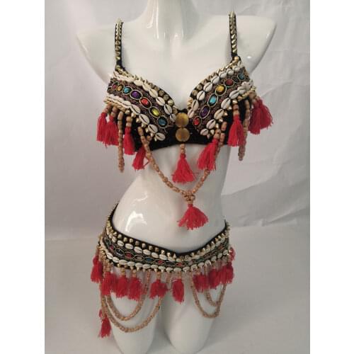 2pcs Tribal Costume Outfit Las Vegas Showgirl Costume Sexy Burlesque Stage Show Clothing