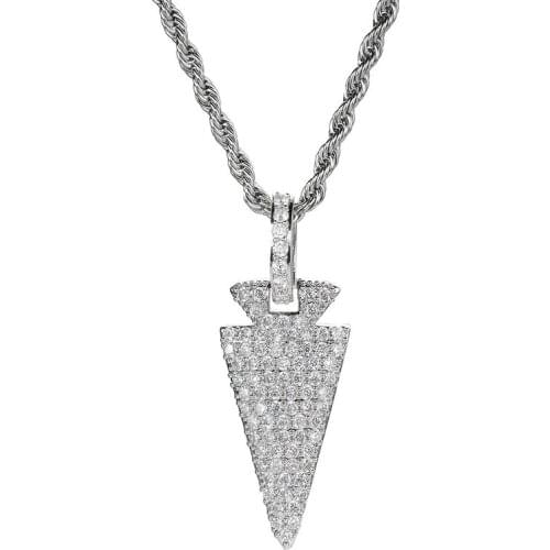 Arrow Pendant Micro-inlaid Zircon Carrot Pendant Full Rhinestone Hip Hop Pendant Real Gold Necklace