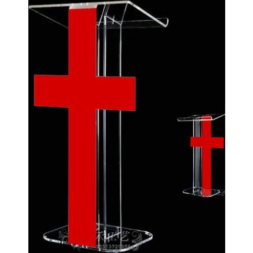 Best Selling pulpit lectern white & red color Easy Assembly Detachable hotel rostrum for Conference Church Exhibition