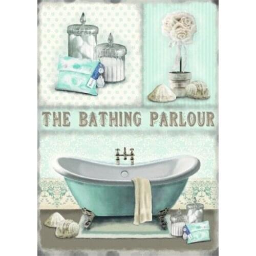 The Bathing Parlour Metal Sign Home Wall Plaque Bath Retro Bathroom Washroom Tin