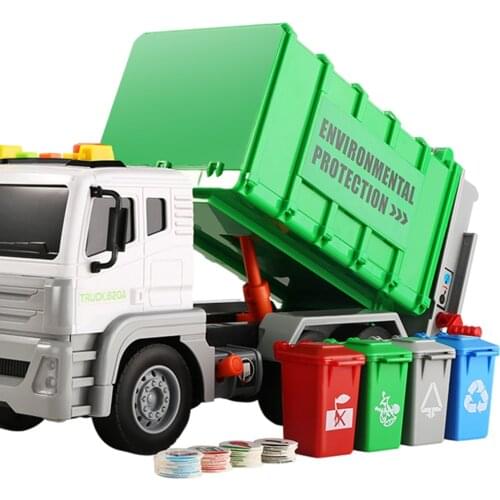 Boys 13" Garbage Truck Toys Trash Cans Dump Toy Truck Play Vehicles Car