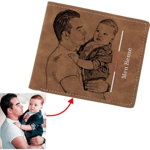 Photo Wallet Mens Short Multi-Card Custom Photo Wallet Fashion Casual Matte Bifold Custom Engraving Fathers Day Gift Wallets