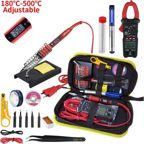 JCD Portable Soldering Iron Kit 220V 80W LCD Welding Tools With Clamp Meter Adjustable TemperatureCeramic Heater Soldering Tips