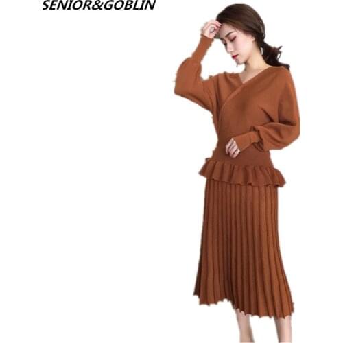 2019 New Spring Two Piece Set Women Costume Female knitting Pullover Sweater Suit Women Suits Clothing Set Sweatsuit Tracksuit