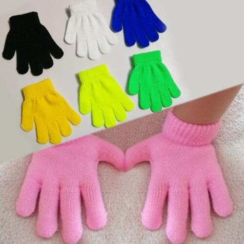 Candy Color Children Hand Gloves For Student Kid Cute Fashion Knitting Windproof Warm Autumn & Winter 5-10 years old About 15 cm