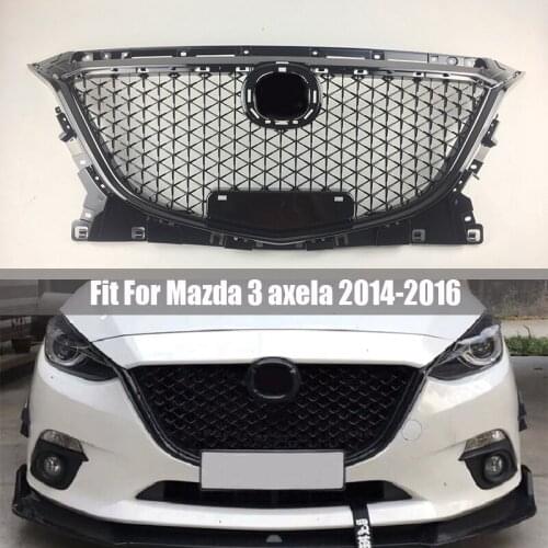 For Mazda 3 Axela 2014 2015 2016 Front Middle Grille Racing Grille Front Bumper Grille Honeycomb&Diamond Star Style ABS