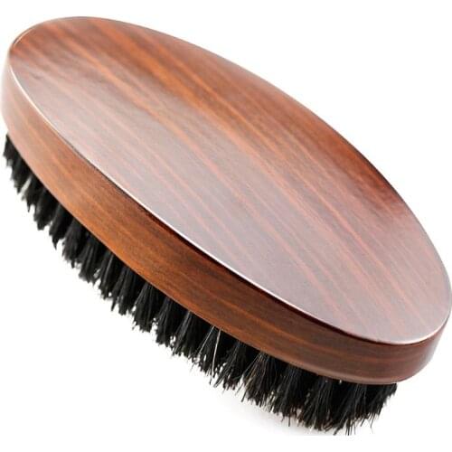 Hand Combs Wooden Handle Wild Boar Bristle Makeup Mustache Brush for Men Suitable for vairous types of Bread